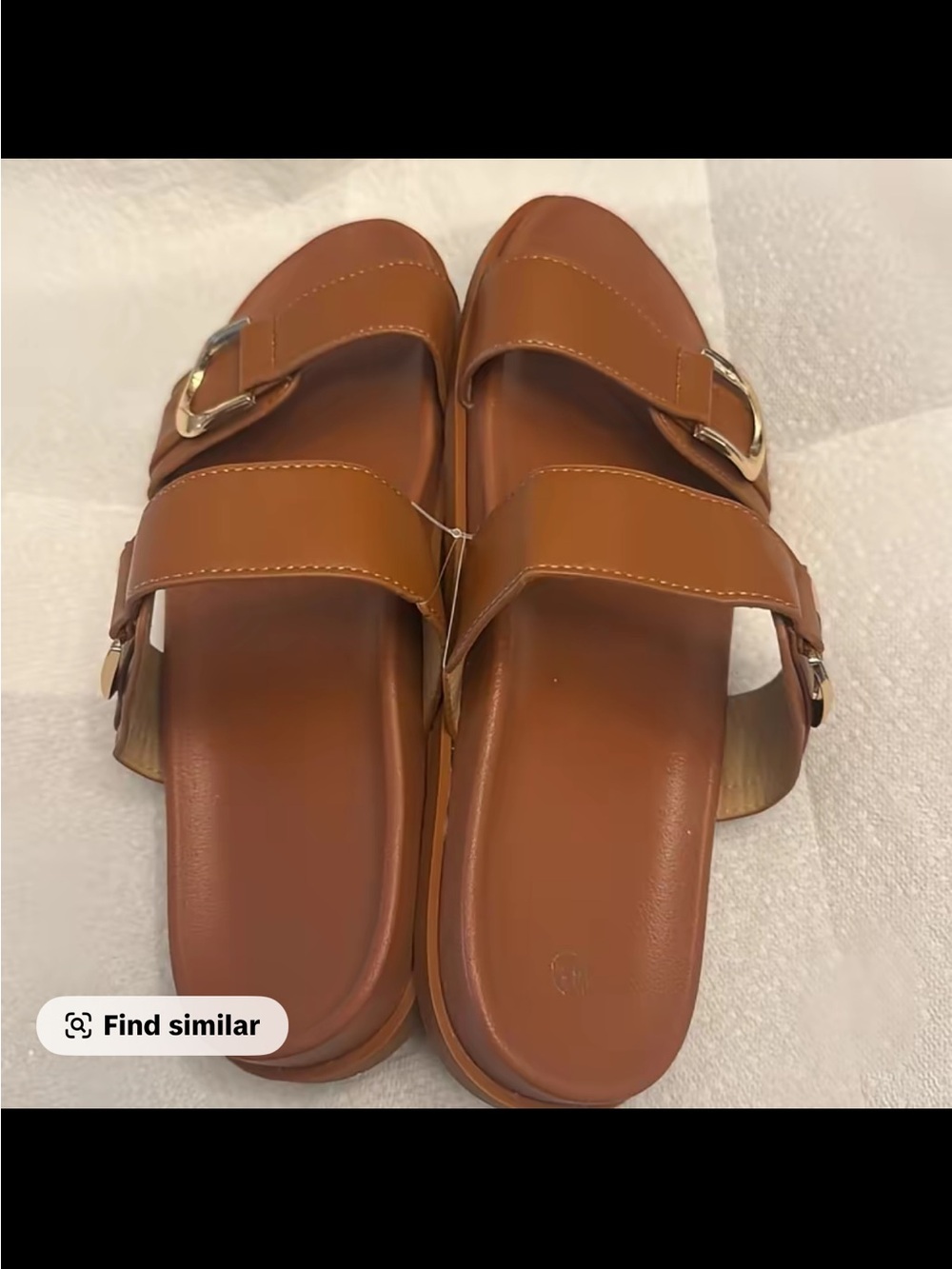 Women’s Double Buckle Slide Sandals in Tan